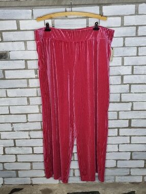 Terra & Sky Women's Elegant Pink Pull On Velour Novelty Pants Sz 2X (20W-22W)